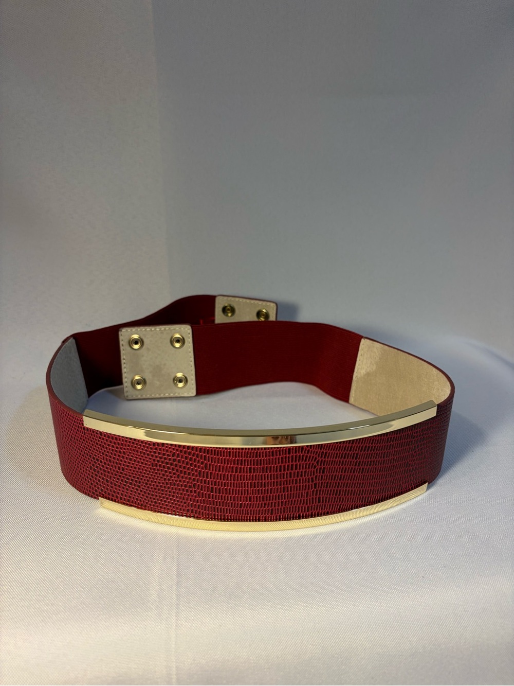 White House Black Market Elastic Belt with Gold Accent